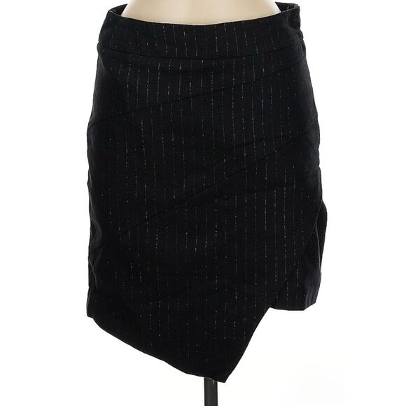 Zadig & Voltaire Just Pinstripe Black Wool Gold Pinstripe Mini Skirt 38 M - Picture 4 of 9